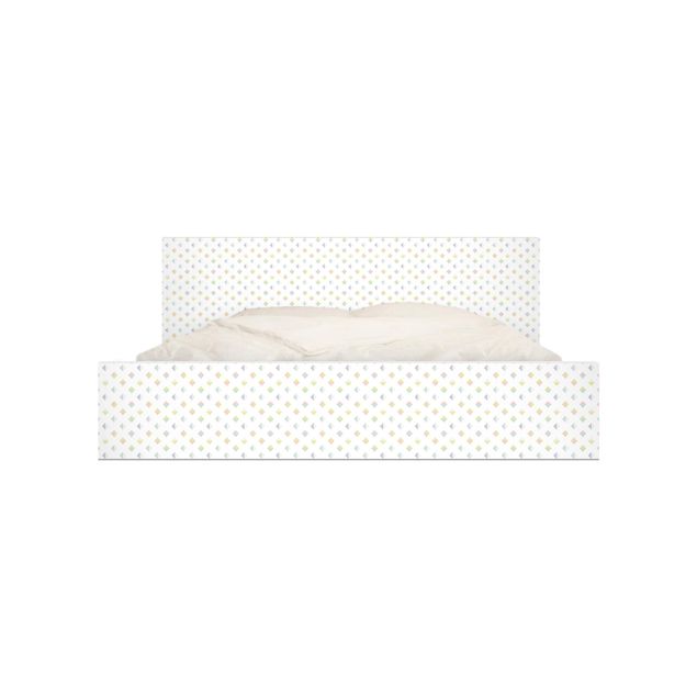 Möbelfolie für IKEA Malm Bett niedrig 140x200cm - Pastell Dreiecke