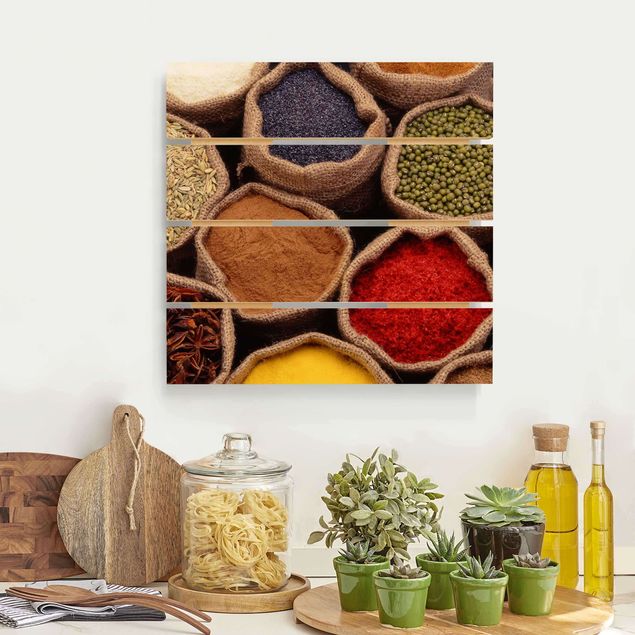 Holzbild - Colourful Spices - Quadrat 1:1