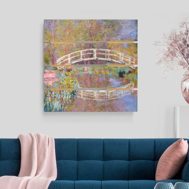 Holzbild - Claude Monet - Brücke Monets Garten - Quadrat 1:1