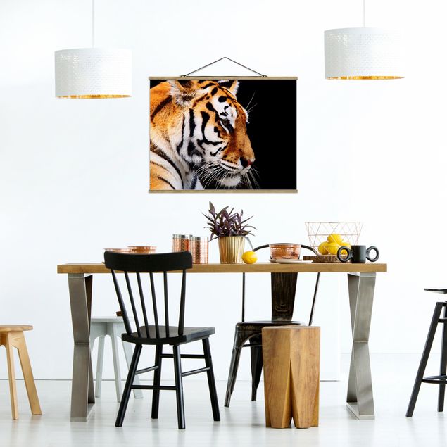 Stoffbild mit Posterleisten - Tiger Schönheit - Querformat 4:3