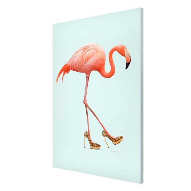 Magnettafel - Jonas Loose - Flamingo mit High Heels - Memoboard Hochformat 3:2
