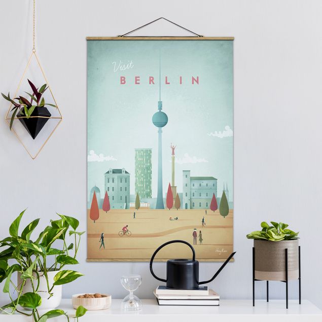 Stoffbild mit Posterleisten - Reiseposter - Berlin - Hochformat 2:3