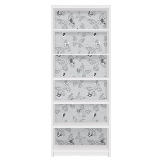 Möbelfolie für IKEA Billy Regal - Klebefolie Schmetterlinge Monochrom