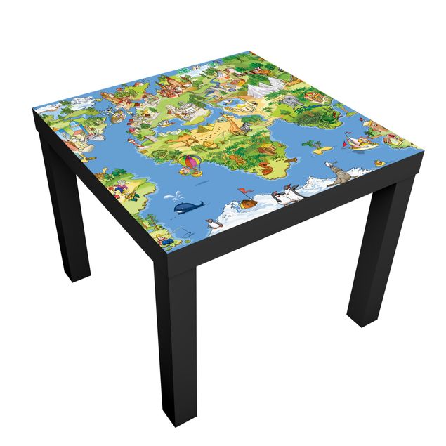 Möbelfolie für IKEA Lack - Klebefolie Great And Funny Worldmap
