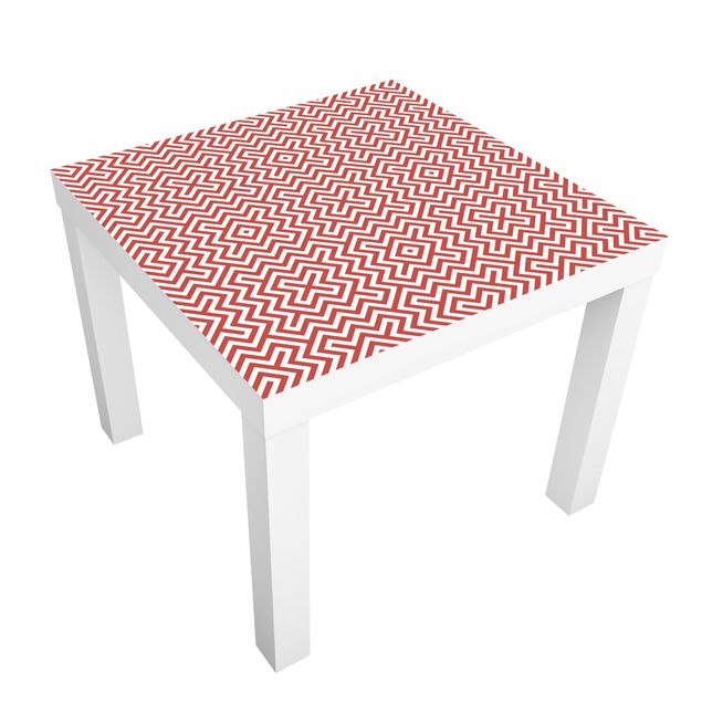 Möbelfolie für IKEA Lack - Klebefolie Rotes Geometrisches Streifenmuster