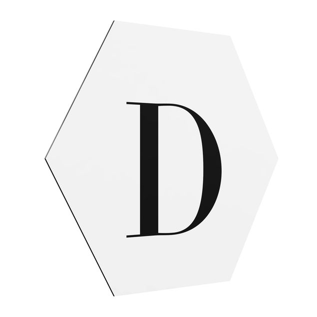 Hexagon Bild Alu-Dibond - Buchstabe Serif Weiß D