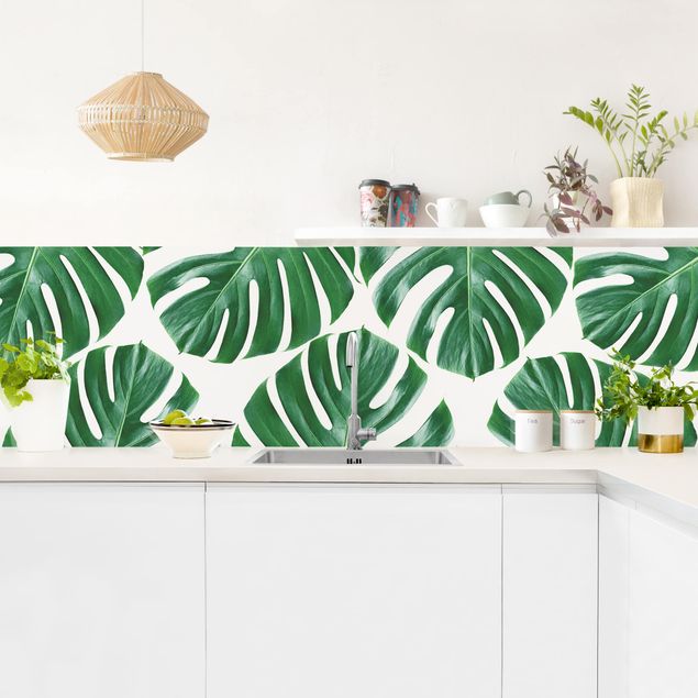 Küchenrückwand - Tropische grüne Blätter Monstera