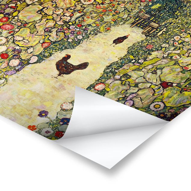 Poster - Gustav Klimt - Gartenweg mit Hühnern - Quadrat 1:1
