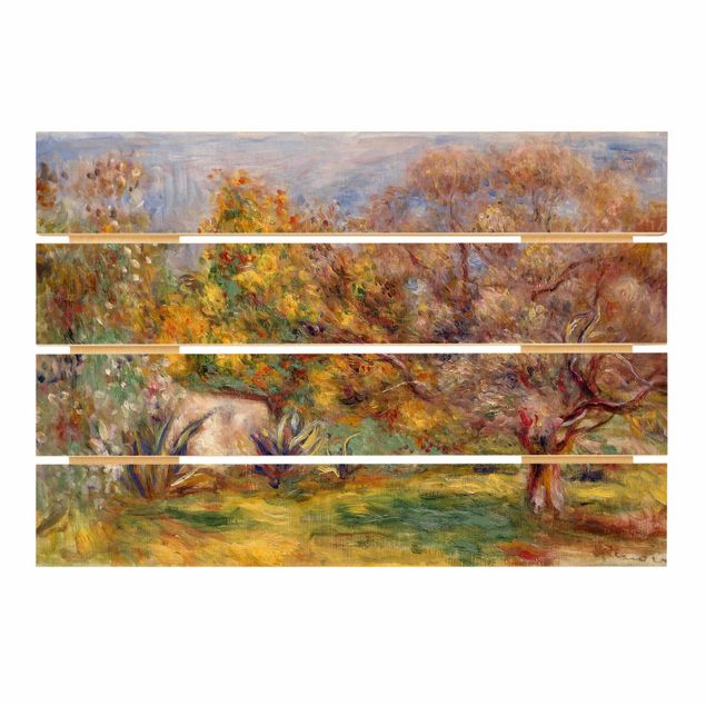 Holzbild - Auguste Renoir - Garten mit Olivenbäumen - Querformat 2:3