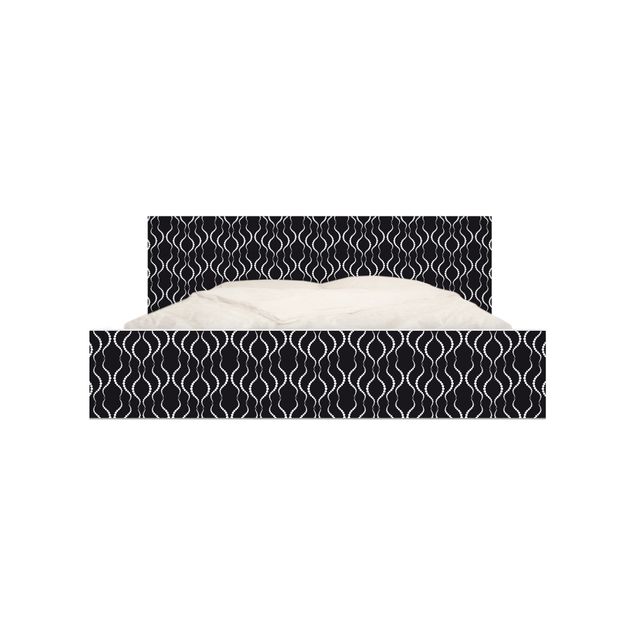 Möbelfolie für IKEA Malm Bett niedrig 140x200cm - Klebefolie Punktmuster in Schwarz