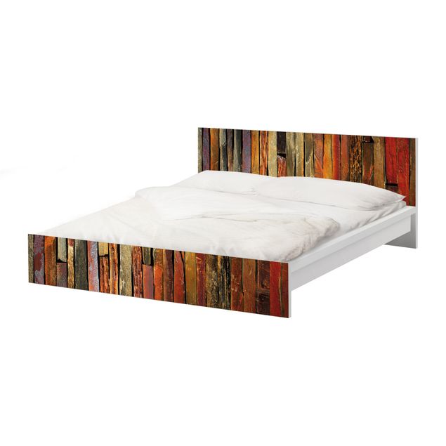 Möbelfolie für IKEA Malm Bett niedrig 160x200cm - Klebefolie Bretterstapel
