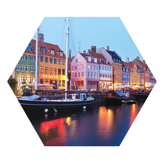 Hexagon Bild Forex - Kopenhagener Hafen am Abend