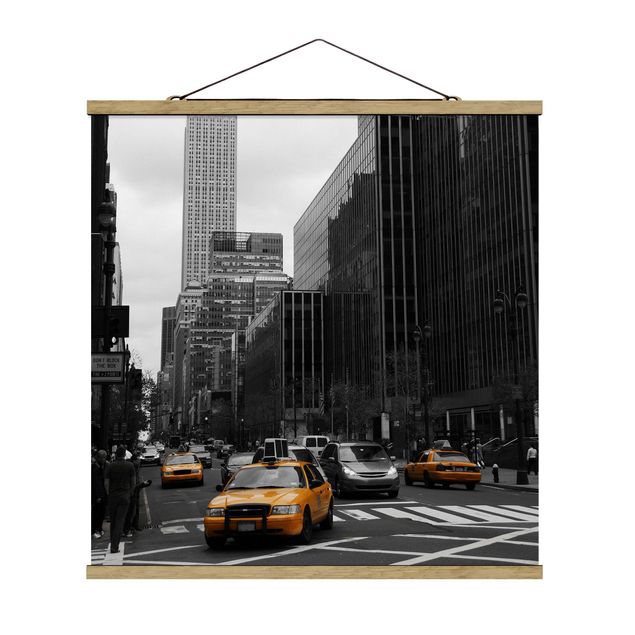Stoffbild mit Posterleisten - Klassisches NYC - Quadrat 1:1