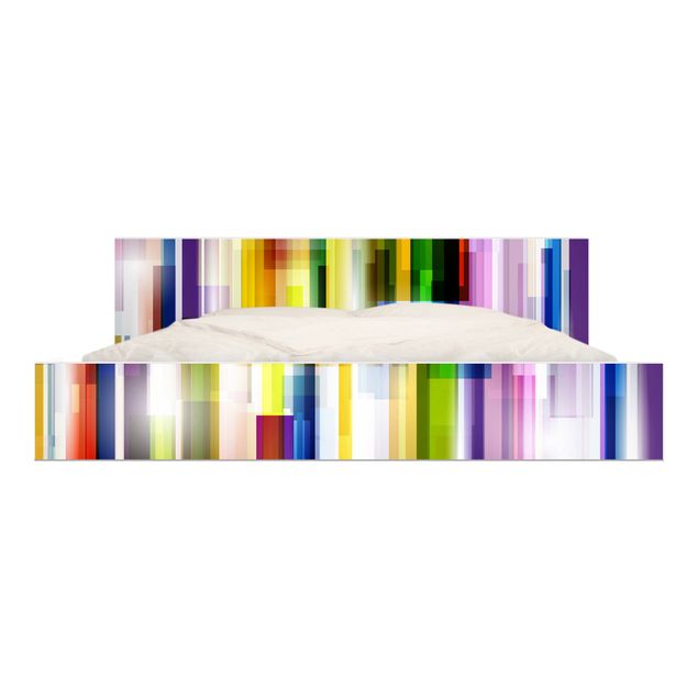 Möbelfolie für IKEA Malm Bett niedrig 180x200cm - Klebefolie Rainbow Cubes
