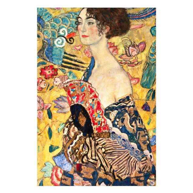 Magnettafel - Gustav Klimt - Dame mit Fächer - Memoboard Hochformat 3:2