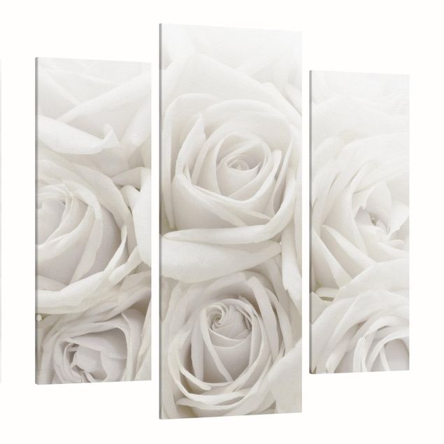 Leinwandbild 3-teilig - Weiße Rosen - Galerie Triptychon