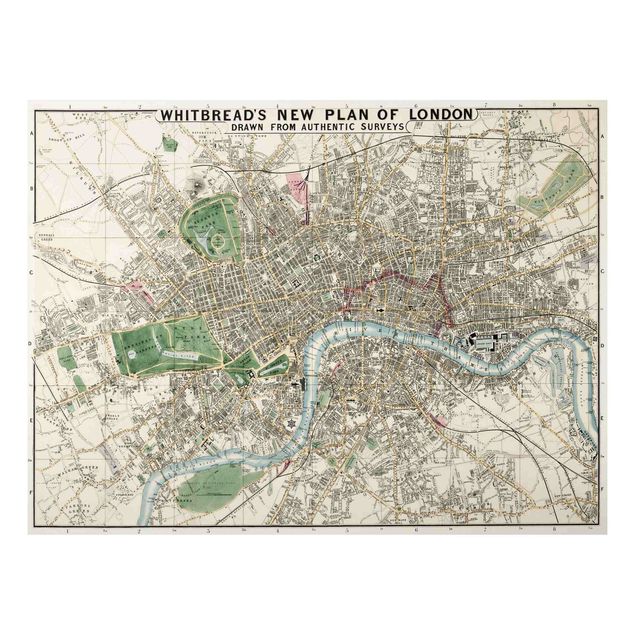 Aluminium Print gebürstet - Vintage Stadtplan London - Querformat 3:4