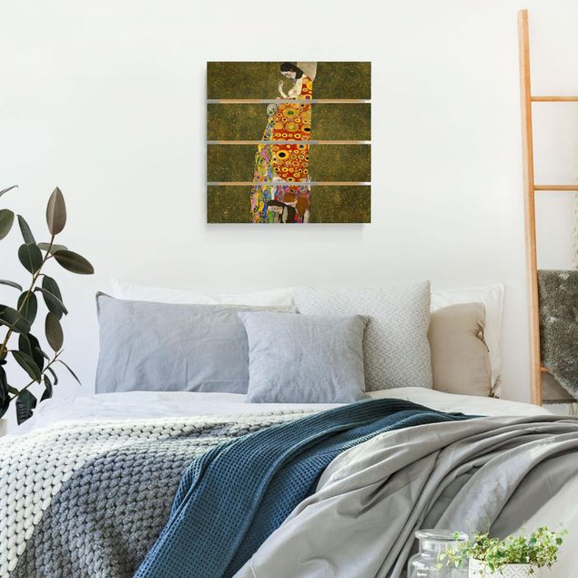 Holzbild - Gustav Klimt - Die Hoffnung II - Quadrat 1:1