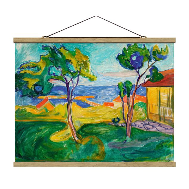 Stoffbild mit Posterleisten - Edvard Munch - Der Garten - Querformat 4:3