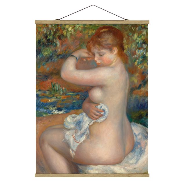 Stoffbild mit Posterleisten - Auguste Renoir - Badende - Hochformat 3:4