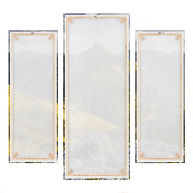 Leinwandbild 3-teilig - Berge und Tal der Lechtaler Alpen in Tirol - Galerie Triptychon
