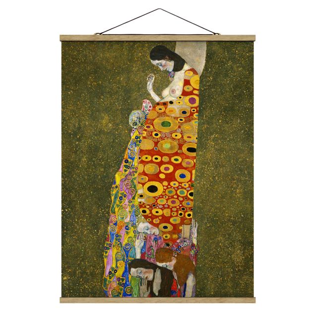 Stoffbild mit Posterleisten - Gustav Klimt - Die Hoffnung II - Hochformat 3:4