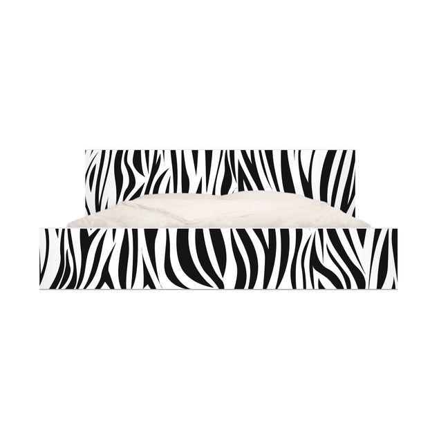 Möbelfolie für IKEA Malm Bett niedrig 160x200cm - Klebefolie Zebra Pattern