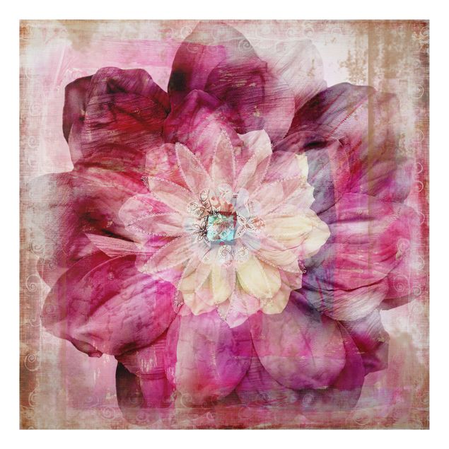 Alu-Dibond Bild - Grunge Flower