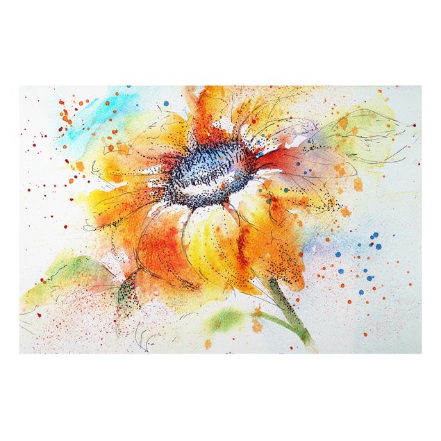Alu-Dibond Bild - Painted Sunflower