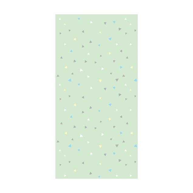 kleiner Teppich Bunte gezeichnete Pastelldreiecke auf Grün