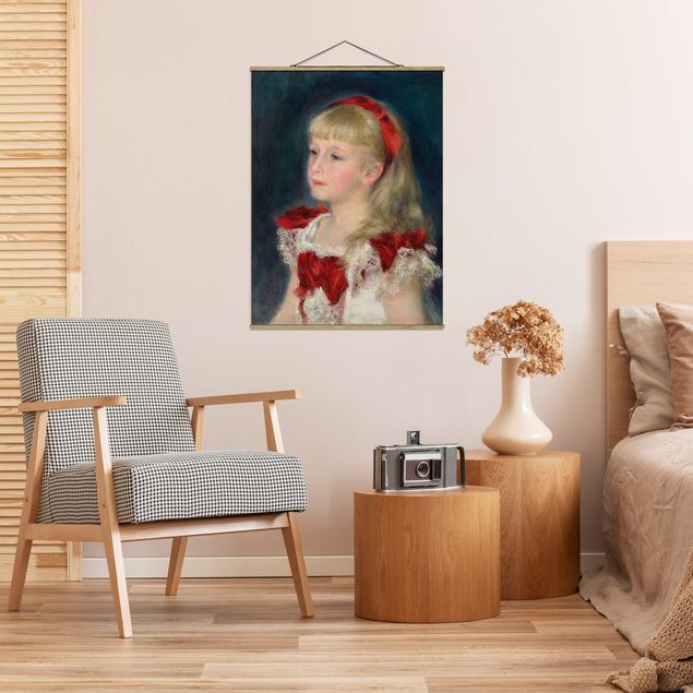 Stoffbild mit Posterleisten - Auguste Renoir - Mademoiselle Grimprel - Hochformat 3:4
