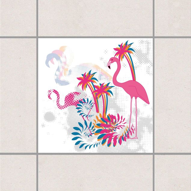 Fliesenaufkleber - Tanz der Flamingos