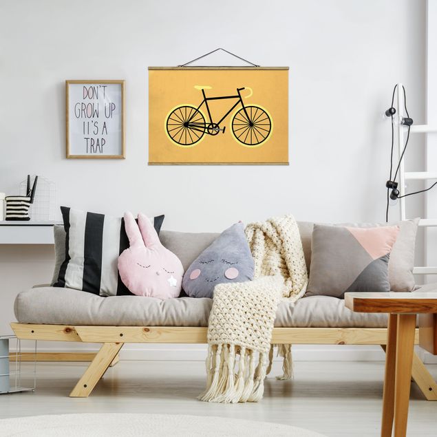 Stoffbild mit Posterleisten - Fahrrad in Gelb - Querformat 3:2