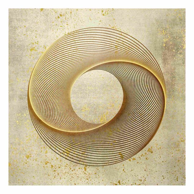 Spritzschutz Glas - Line Art Kreisspirale Gold - Quadrat 1:1