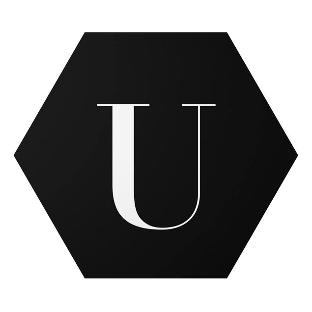 Hexagon Bild Alu-Dibond - Buchstabe Serif Schwarz U