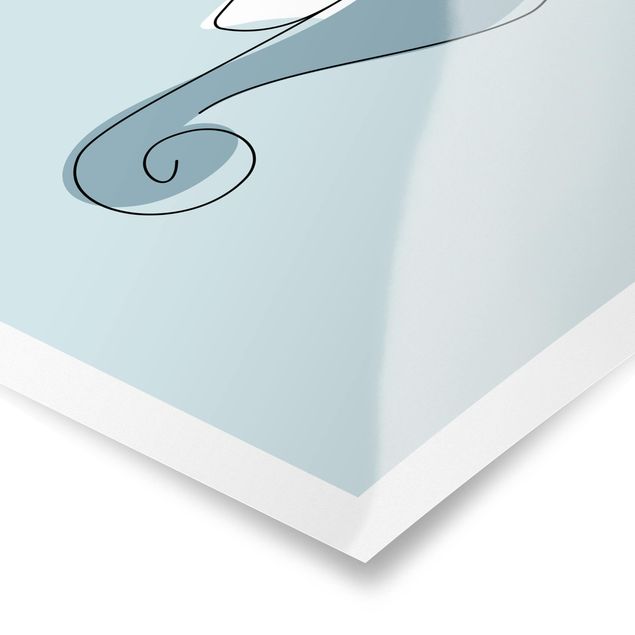 Poster - Seepferdchen Line Art - Hochformat 4:3