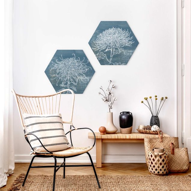 Hexagon Bild Forex 2-teilig - Indigo-Pflanzen Set I