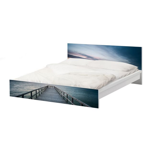 Möbelfolie für IKEA Malm Bett niedrig 140x200cm - Klebefolie Steg Promenade