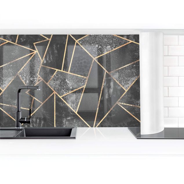 Küchenrückwand - Graue Dreiecke Gold II