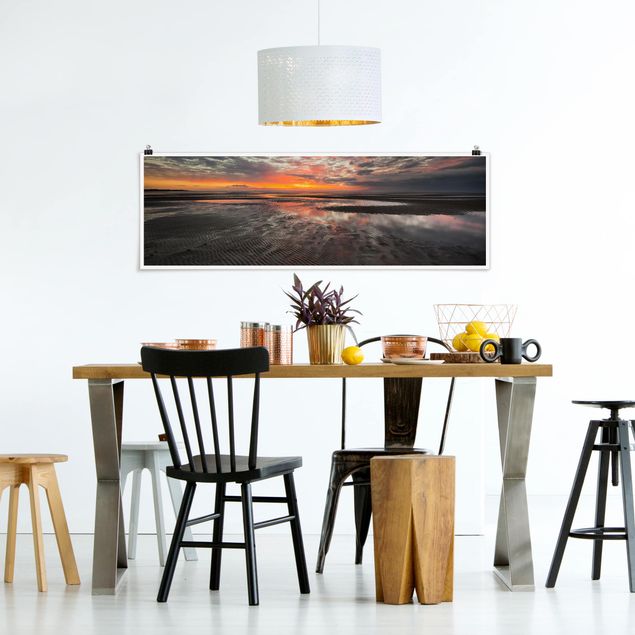 Poster - Sonnenaufgang im Watt - Panorama Querformat