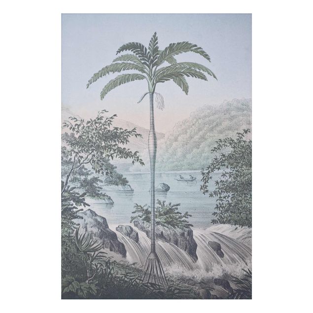 Aluminium Print gebürstet - Vintage Illustration - Landschaft mit Palme - Hochformat 3:2
