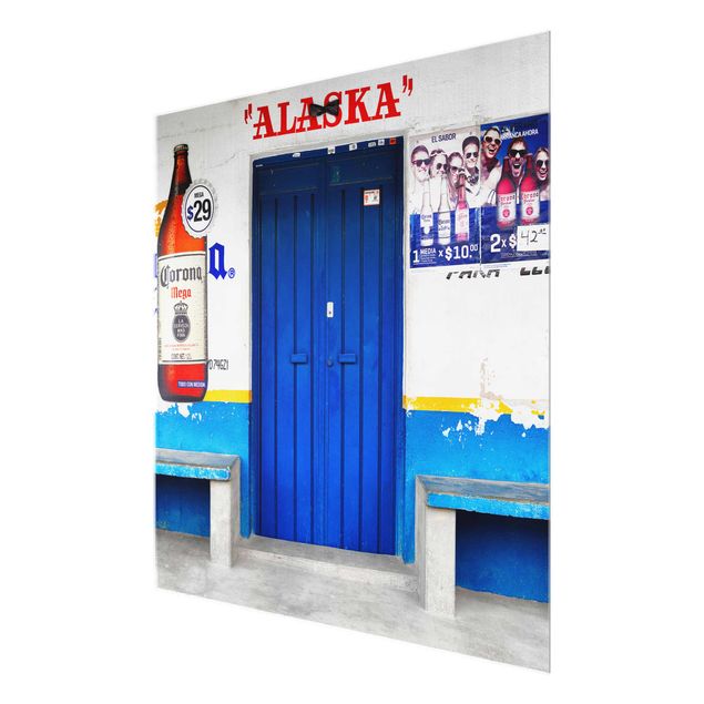 Glasbild - ALASKA Blue Bar - Quadrat 1:1