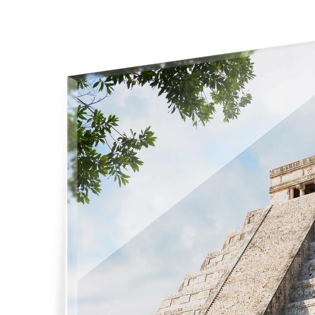 Glasbild - El Castillo Pyramide - Quadrat 1:1
