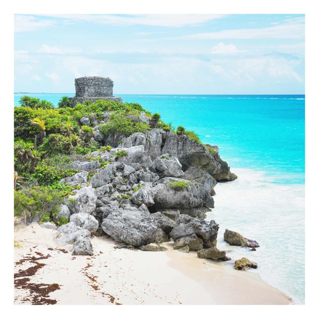 Glasbild - Karibikküste Tulum Ruinen - Quadrat 1:1