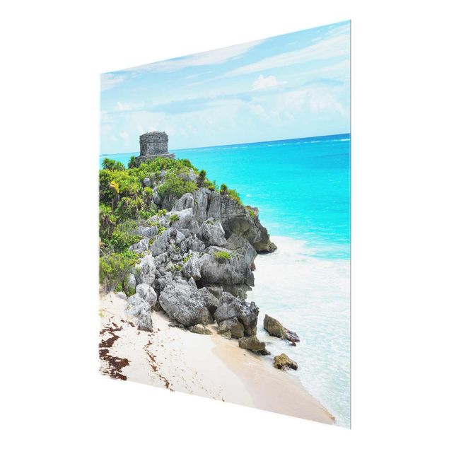 Glasbild - Karibikküste Tulum Ruinen - Quadrat 1:1