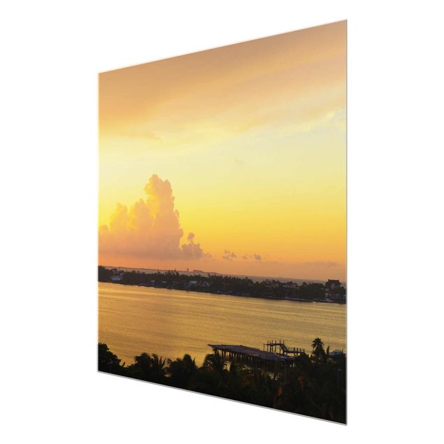 Glasbild - Mexiko Sonnenuntergang - Quadrat 1:1