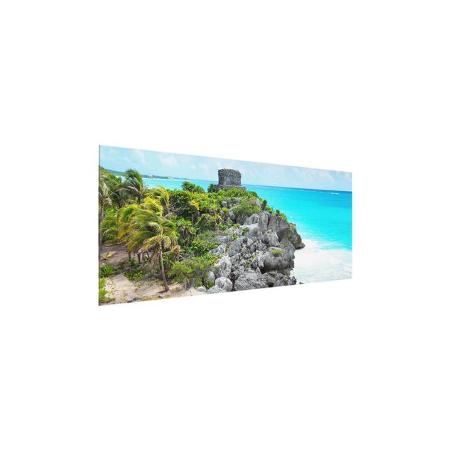 Glas Magnetboard Karibikküste Tulum Ruinen