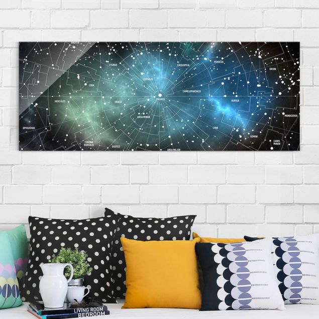 Magnettafel Glas Sternbilder Karte Galaxienebel