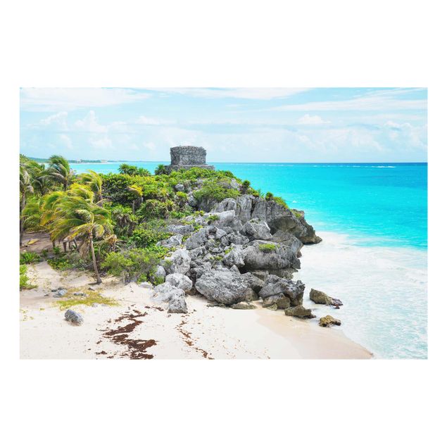 Glasbild - Karibikküste Tulum Ruinen - Quer 3:2