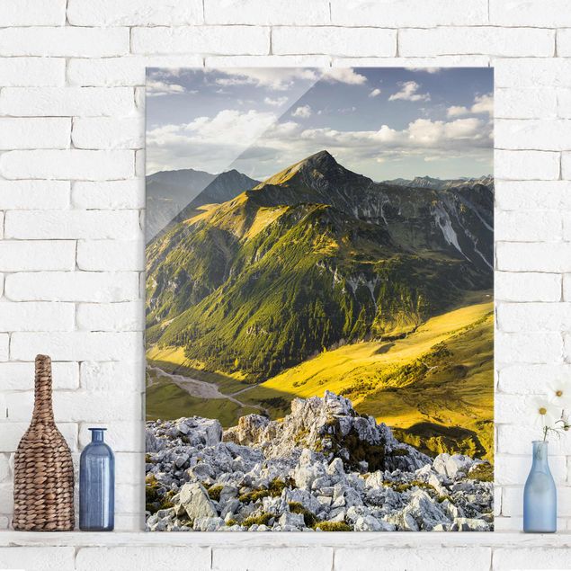 Glas Magnetboard Berge und Tal der Lechtaler Alpen in Tirol